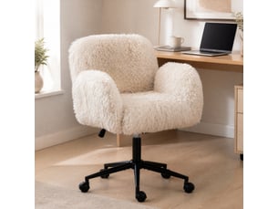 Fauteuil fixe pivotant  <strong>MAISENTIEL</strong> <strong></strong> Tissu bouclette beige vendu A l'unité