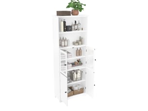 Meuble de salle de bain 57,4x28,4x162,5 cm blanc avec 4 portes MDF