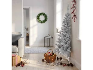 Demi sapin de noël, arbre de noël artificiel avec support rose 150 cm pvc
