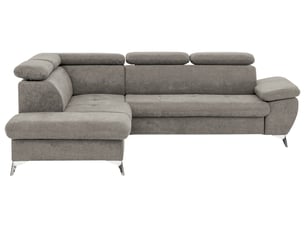 Canapé d'angle gauche convertible  ALLY 2 4 places Tissu Sable (F190) avec coffre de rangement