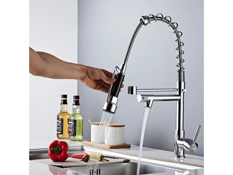  Robinet cuisine avec 2 jets, pivotant à 360°, argent  - Conforama E