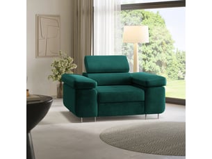 Fauteuil relax manuel <strong>MASSENO</strong> <strong></strong> Velours vert vendu A l'unité