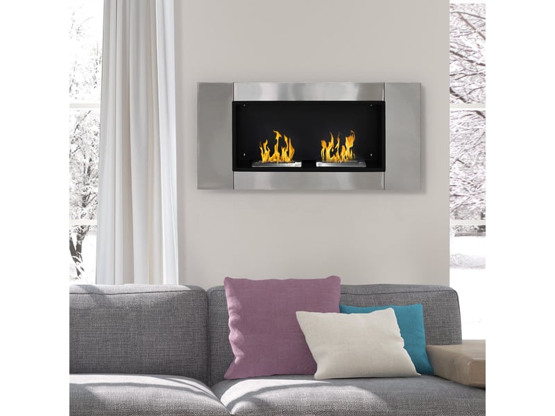  Cheminée murale au bioéthanol avec 2 brûleurs, capacité de 3 l, 13 600 btu, 110 x 54 x 14,5 cm  - Conforama B