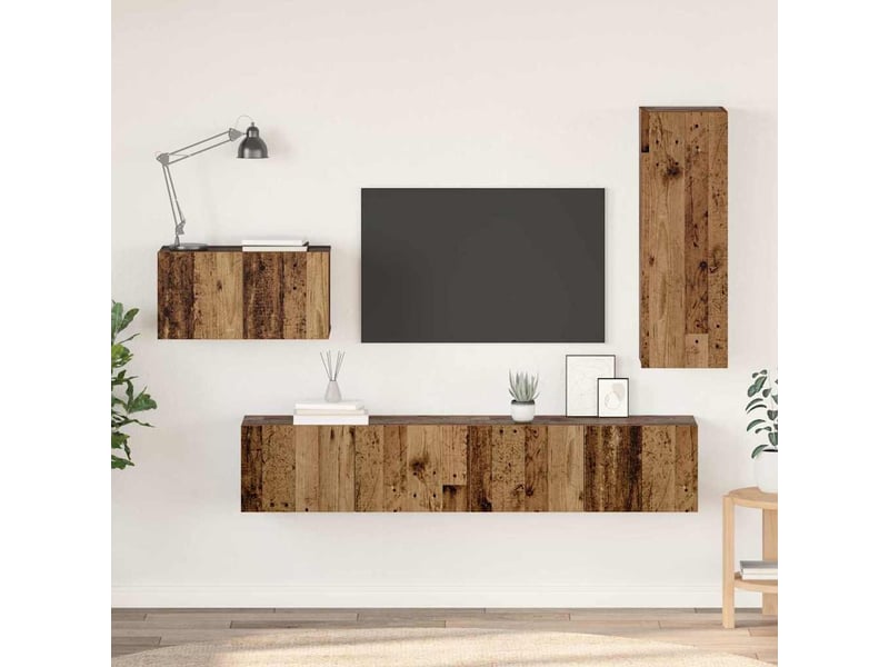  Ensemble meuble tv - banc tv - meuble de rangement 4 pcs bois ancien bois d'ingénierie  - Conforama B