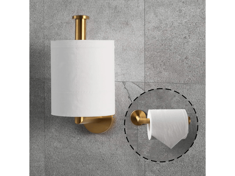  Porte-papier toilette mural en acier brossé, acier inoxydable 304, pour salle de bain (laiton brossé).  - Conforama D