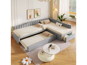 Lit banquette 90x200 cm <strong>SAPGAKS</strong> <strong></strong> coloris gris