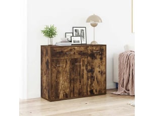 Buffet - bahut - meuble de rangement chêne fumé 88x30x70 cm bois d'ingénierie