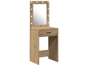 Coiffeuse 0 tiroir(s) Miroir Led avec 0 tabouret(s) inclu(s)     coloris bois clair