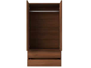 Armoire 2 porte(s) battante 2 tiroir(s) coloris bois foncé largeur 90 cm