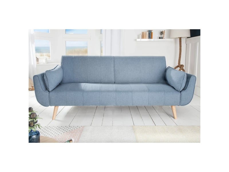 Canapé droit danna bleu clair – canapé scandinave convertible en tissu  - Conforama D