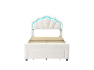 Lit simple 90x200 cm FEEOHOME coloris beige