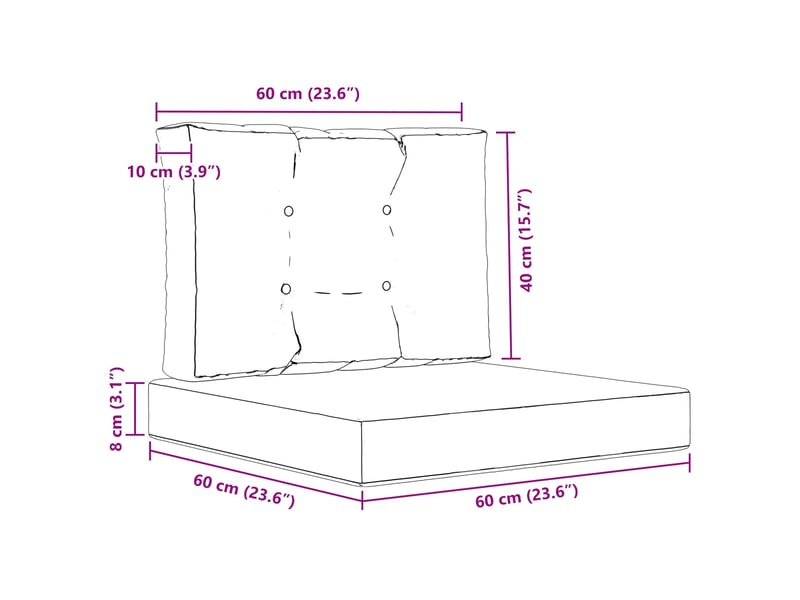  Coussin de canapé d'extérieur, coussin de chaise polyester gris 60 x 60 cm cf54089  - Conforama E