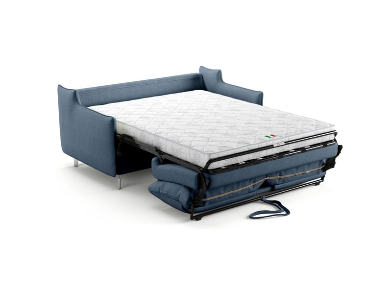  Canapé droit convertible 3 places en tissu chenille bleu foncé - ouverture express - astoria Astoria - Conforama E