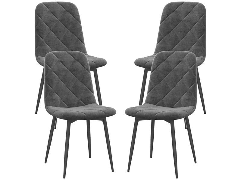 Chaises de salle à manger lot de 4 rembourrées avec dossier - pieds en acier, velours gris 45 × 54 × 87 cm - Conforama A