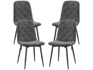 Chaises de salle à manger lot de 4 rembourrées avec dossier - pieds en acier, velours gris 45 × 54 × 87 cm
