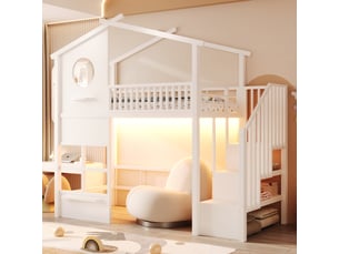 Lit mezzanine 90x200 cm <strong>MODERNLUXE</strong> <strong></strong> coloris blanc