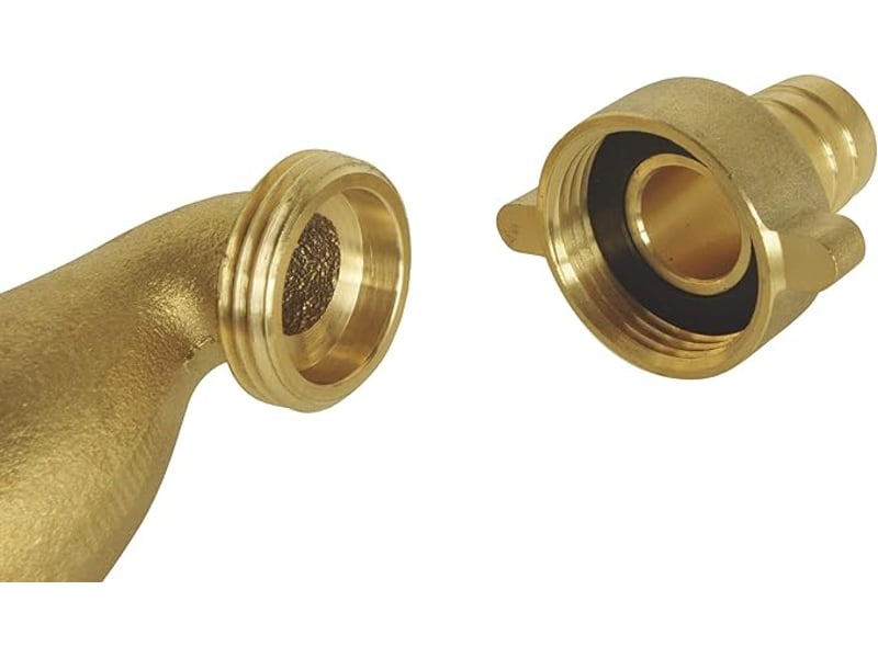  Robinet d'arrosage orientable en laiton brossé – poignée plate réversible, mâle 1521 et 2027  - Conforama C