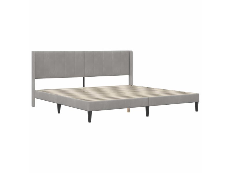  Lit double- lit adulte -  cadre de lit avec tête de lit gris clair 200 x 200 cm velours  - Conforama B