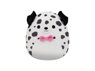 Peluches coussin dustin dalmatien 40 cm avec ventre duveteux et nœud rose