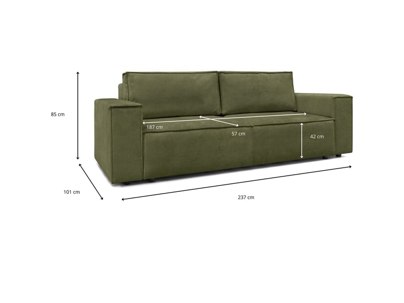  Canapé convertible 3 places avec coffre de rangement en tissu chenille vert olive - harper Harper - Conforama C