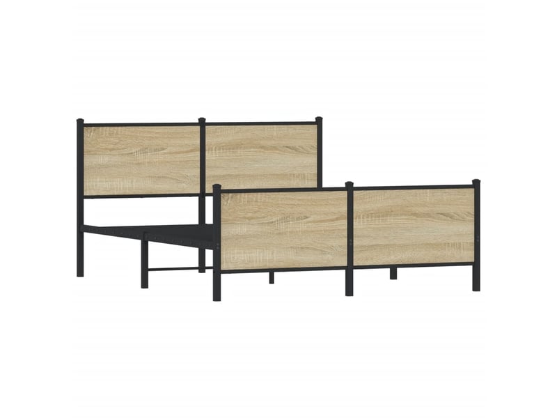 Lit double- lit adulte - cadre de lit en métal sans matelas chêne sonoma 150x200 cm - Conforama C