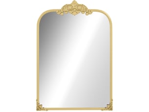 Miroir simple mural baroque avec cadre en métal, verre multicouche et ornements floraux amovibles doré 60 × 87 cm