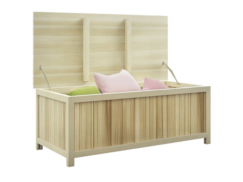  Banc coffre de jardin 172l en bois d'épicéa, 120x55x45 cm, couleur bois 84G-185V00ND - Conforama A