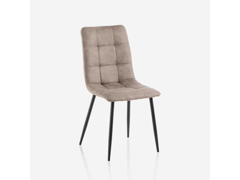  Lot de 4 chaises modernes rembourrées en similicuir lea - marron  - Conforama C