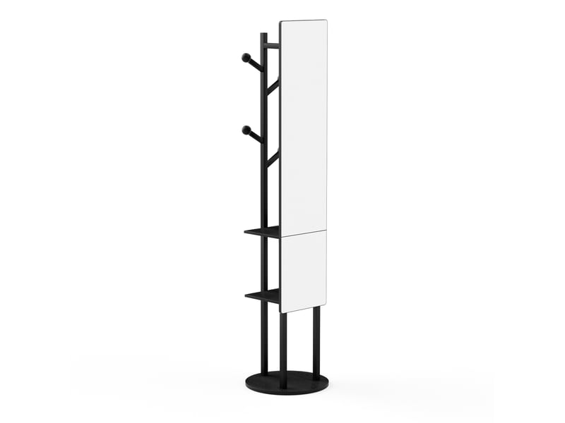  Miroir porte-manteau pivotant 360° 40x174 cm, meuble entrée, gain de place, meuble chambre et salon, métal et pb, noir  - Conforama A