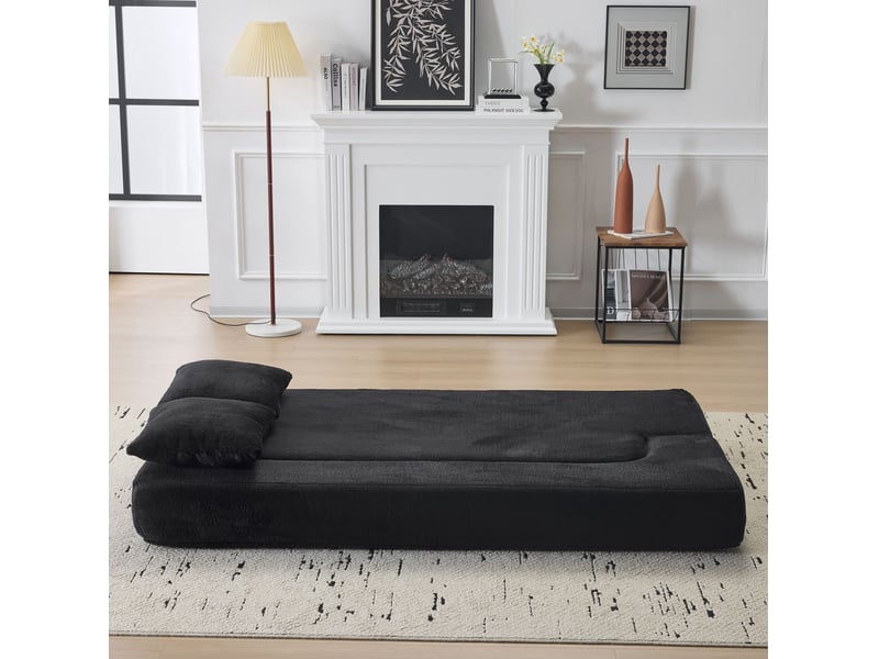  Canapé convertible 2 places 190x102x42 cm en mousse coloris noir  - Conforama E