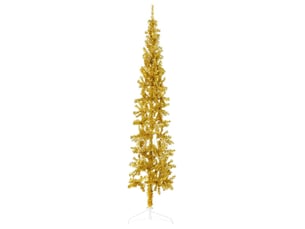 Demi sapin de noël - arbre de noël artificiel mince avec support doré 180 cm