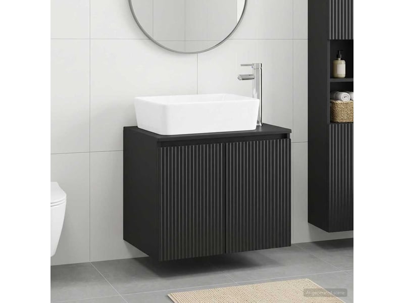  Ensemble de mobilier de salle de bain noir bois d'ingénierie cf64694  - Conforama B