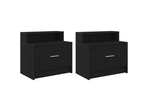 Lot de 2 tables de chevet - cabinet de chevet - table de nuit avec tiroir chêne noir 51x31x47 cm
