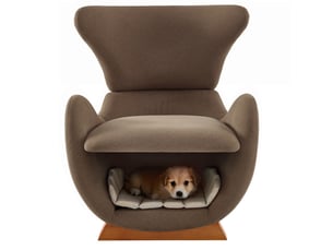 Fauteuil lounge 1 place marron avec niche pour félins et petits chiens