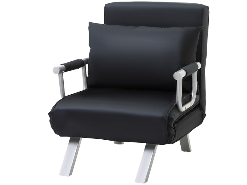  Fauteuil convertible 1 place avec dossier réglable et coussin noir 65 x 69 x 80 cm  - Conforama B