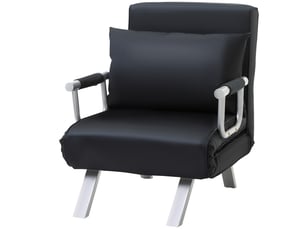 Fauteuil convertible 1 place avec dossier réglable et coussin noir 65 x 69 x 80 cm