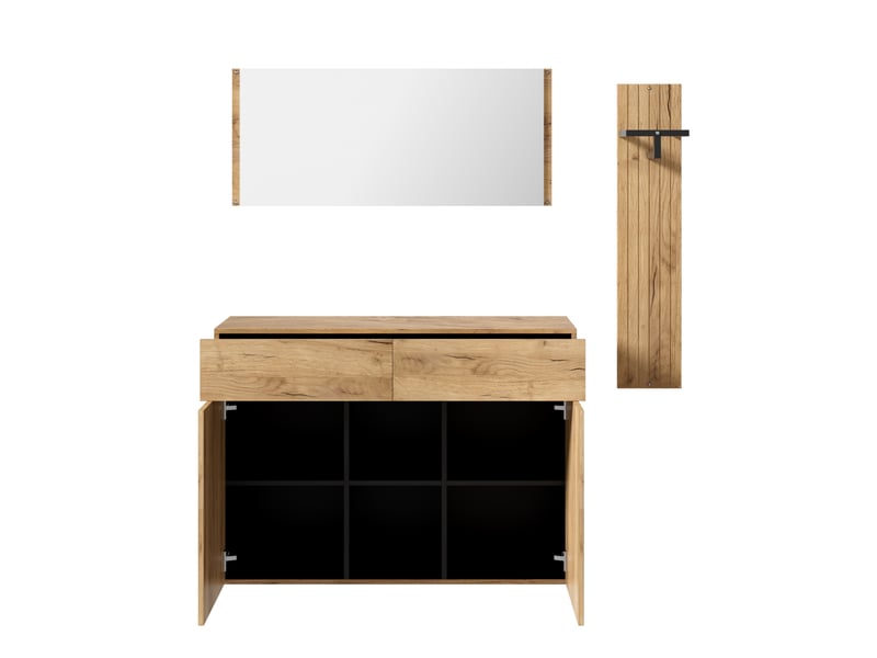  Ensemble d'entrée avec miroir, penderie et meuble à chaussures 125x35x178 cm  - Conforama D