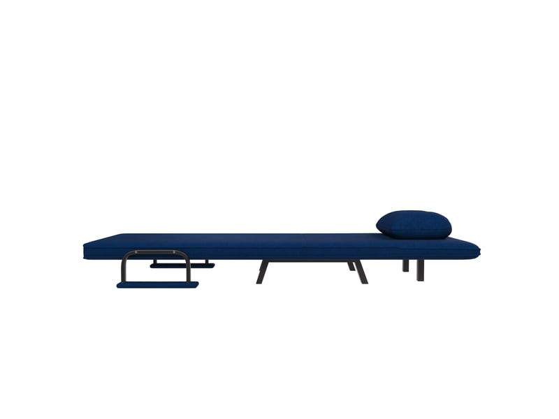 Fauteuil relax convertible avec dossier réglable 5 positions et supports dépliables en chenille bleue 60 × 60 cm - Conforama C
