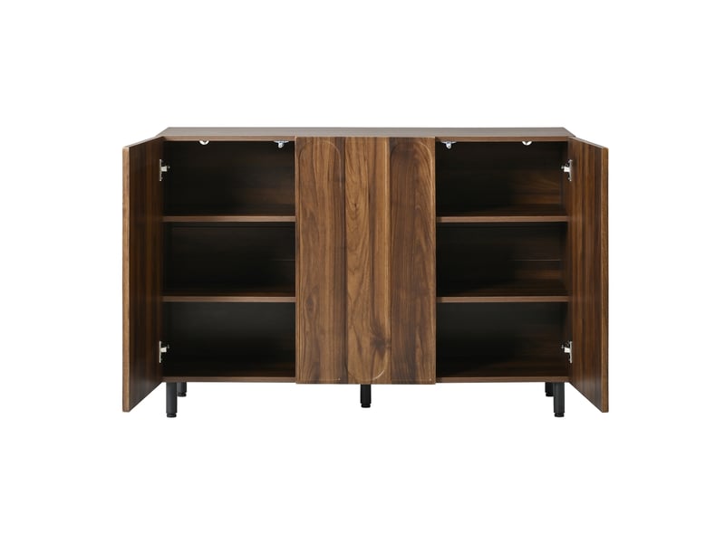  Buffet noyer, 3 portes, rangement, fermeture douce, étagères réglables, plan relevable - 120x37x80cm - salon et salle à manger  - Conforama C