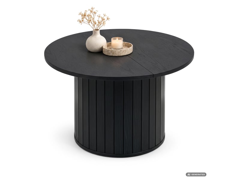 Table basse nubo noire 60 cm ronde cannelée avec rangement 60x60x45 cm NUBO - Conforama A