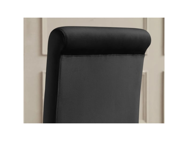  Lot de 2 chaises baroques velena en velours noir avec haut dossier et pieds dorés galbés  - Conforama E