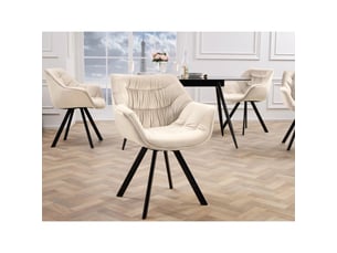 Lot de 2 chaises design comfy pivotantes à 180° en velours beige champagne et pieds noirs