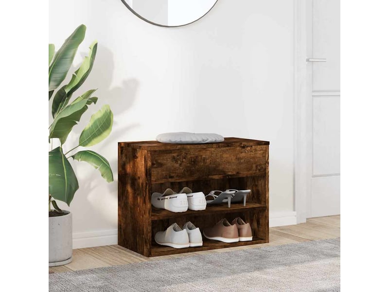  Banc à chaussures, meuble à chaussures chêne fumé 60x30x45 cm bois d'ingénierie  - Conforama C