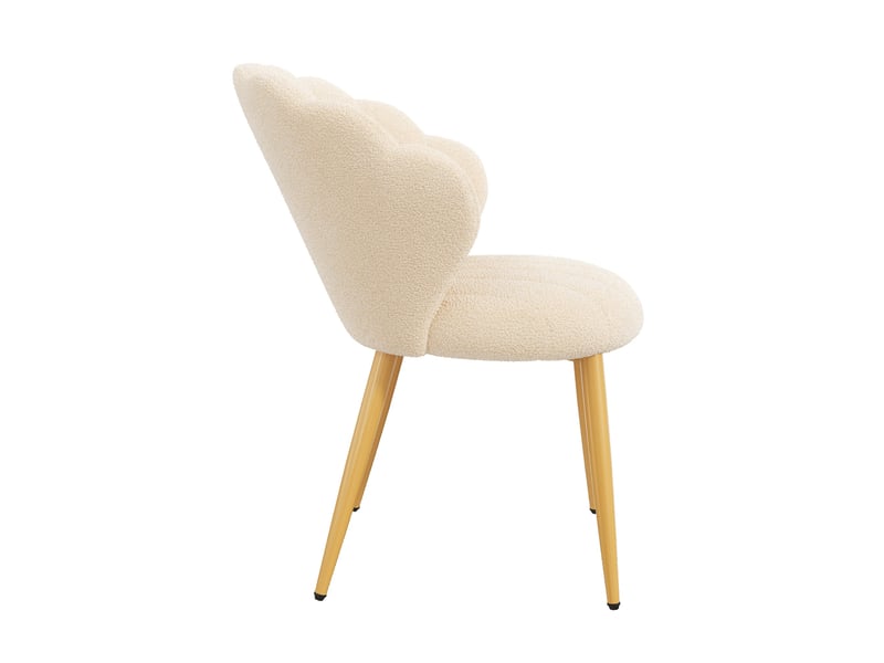  Lot de 4 chaises de salle à manger 60x62,5x83 cm en tissu bouclé beige, pieds dorés  - Conforama E