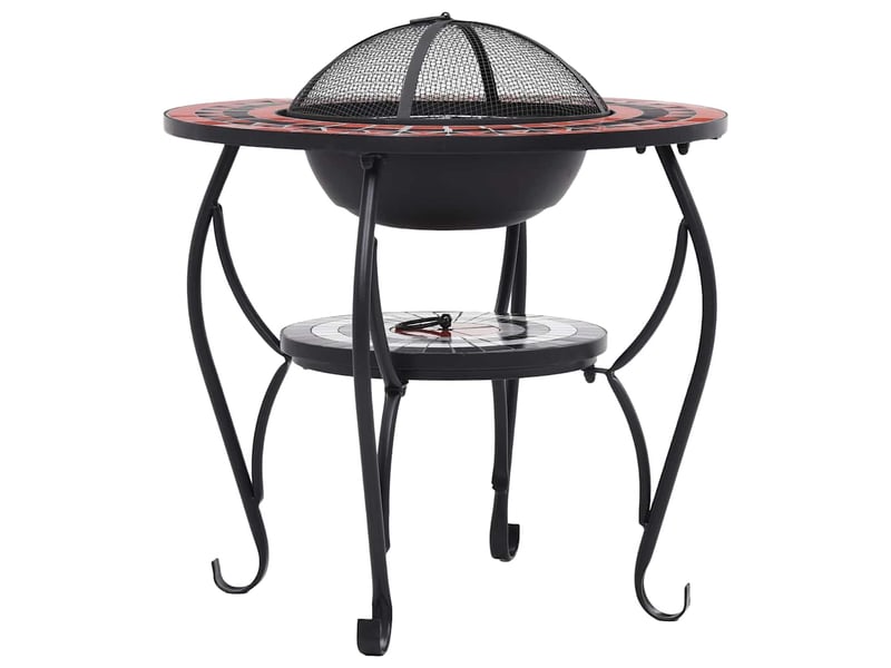  Table de foyer mosaïque terre cuite et blanc 68 cm céramique  - Conforama E