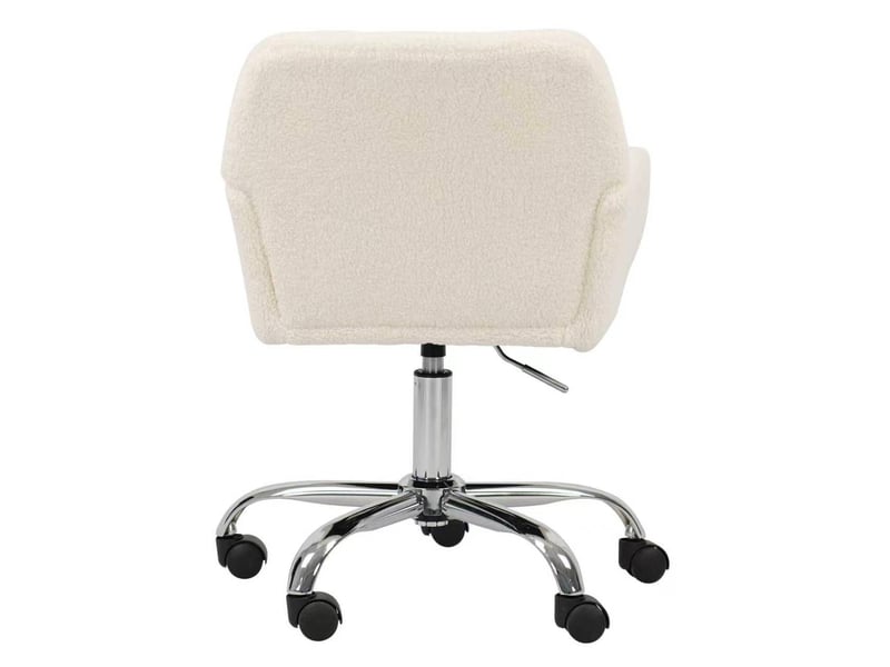  Chaise de bureau pivotante réglable en hauteur avec assise ergonomique et roulettes, en fausse fourrure blanc  - Conforama C