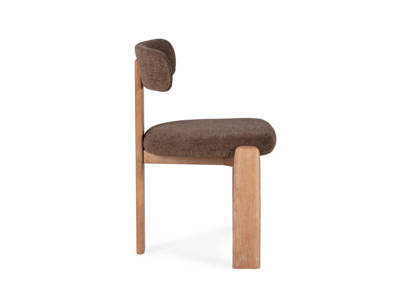  Lot de 2 chaises repas design en tissu texturé marron et bois  - Conforama D