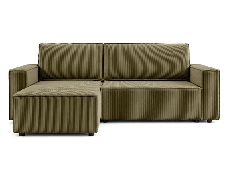  Hector - canapé d'angle réversible 4 places convertible avec coffre en velours côtelé - best mobilier - vert HECTOR - Conforama A