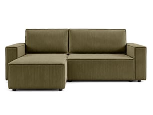 Canapé d'angle réversible convertible BESTMOBILIER HECTOR 4 places Velours vert avec coffre de rangement