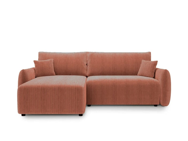  Elio mini - canapé d'angle convertible petit velours côtelé 3 places terracotta  - Conforama A